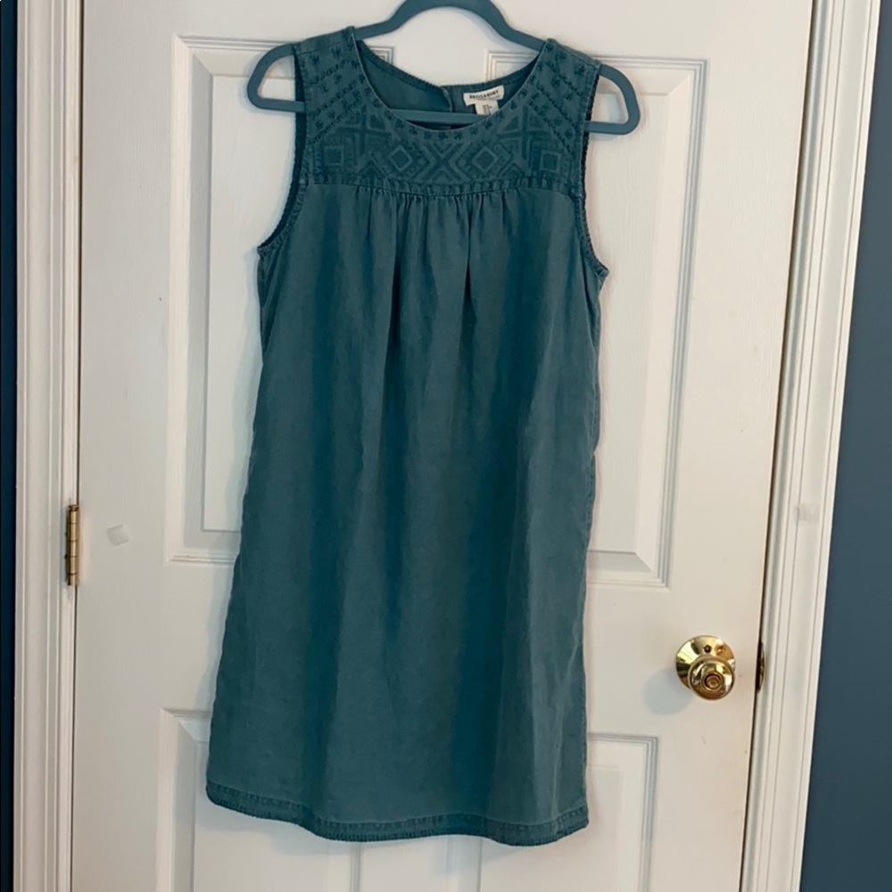 Linen aqua-colored summer dress